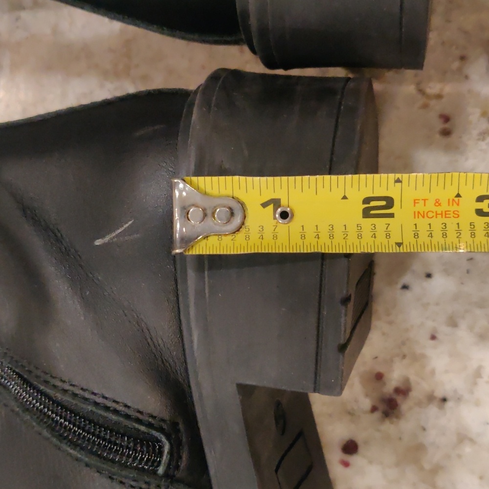 Black Leather Knee-High Boots Retro Y2K Cottagecore Winter Outdoors Block Heel - Picture 8 of 15